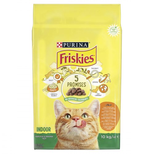 FRISKIES Indoor Csirkével és hozzáadott kerti zöldségekkel száraz macskaeledel 10kg